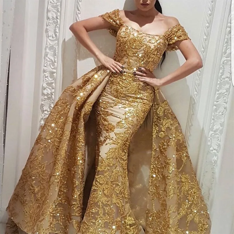 gold robe dress Gold A-Line Tulle Gold Sequin Long Prom Dress, Gold Long Evening Dress  fg5526
