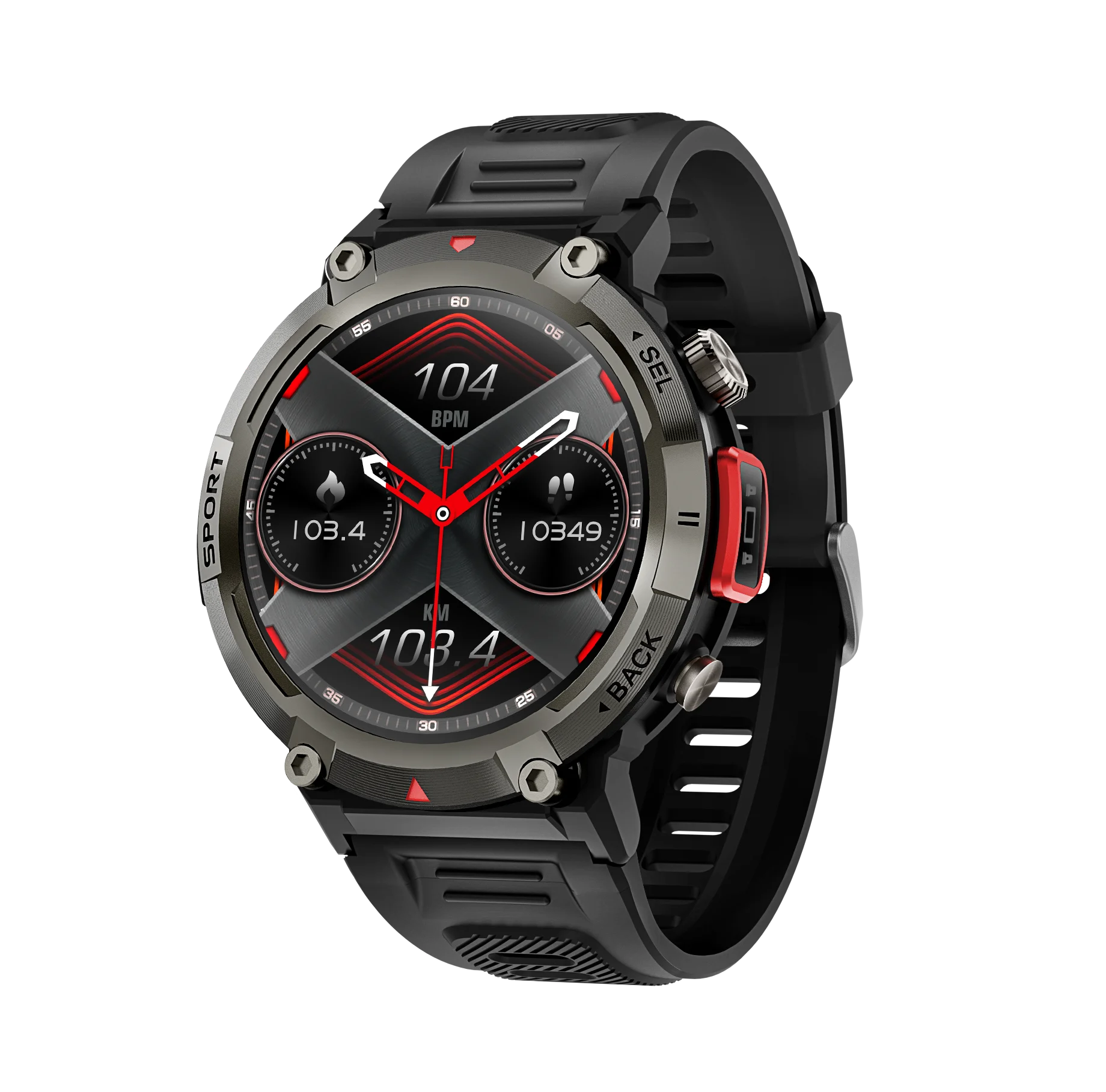 Jam tangan pintar untuk pria, jam tangan pintar pelacak kebugaran luar  ruangan taktis kuat dengan senter LED inci HD (menerima  panggilan/tombol)