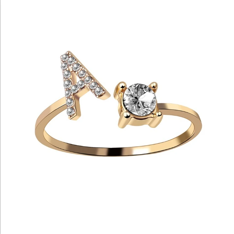 Buy Kanak Jewels I Love you E Letter Gold Adjustable Valentine Latest  American Diamond Freesize Fancy Heart Initial Alphabet Rings for Girls  Couple Girlfriend Women Brass Cubic Zirconia Gold Plated Ring at