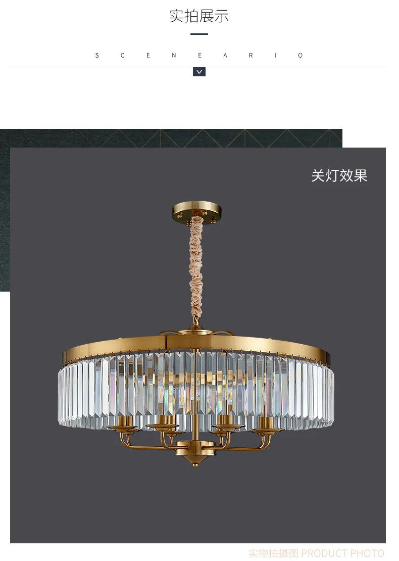 MEEROSEE Golden Chandelier Italian Crystal Hanging Light Round Pendant Light Fixture MD87125/MD92351