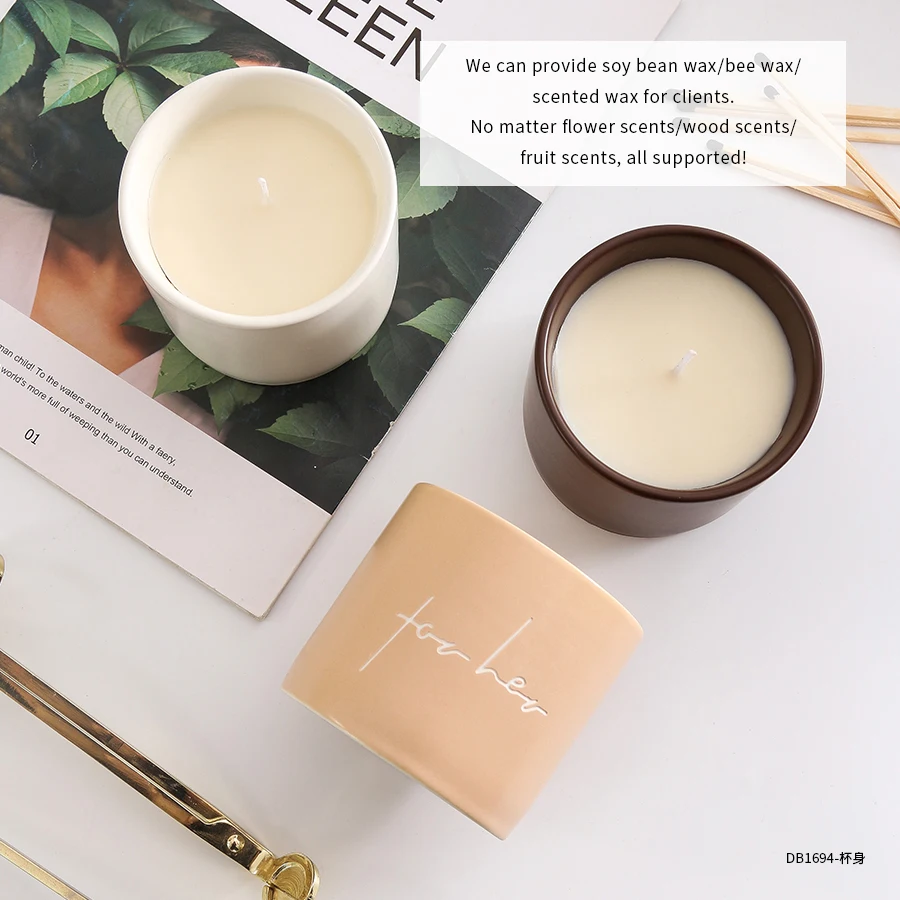 Customized Ceramic Candle Jars Creative Unique Matte Laser Engraving