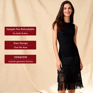 Women's Clothing Early Autumn New Simple Tassel Sleeveless Dress Long Skirt Vestidos Mujer