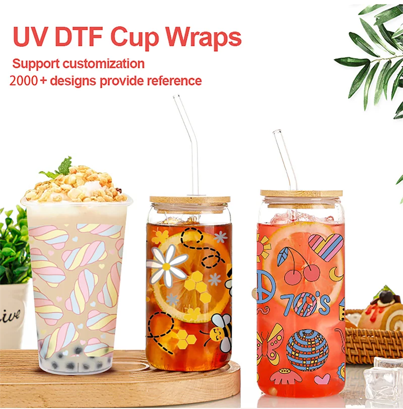 Diy Sticker Cartoon Design Tumbler Cup Uv Dtf Cup Packaging Transfer Waterproof Custom Decal