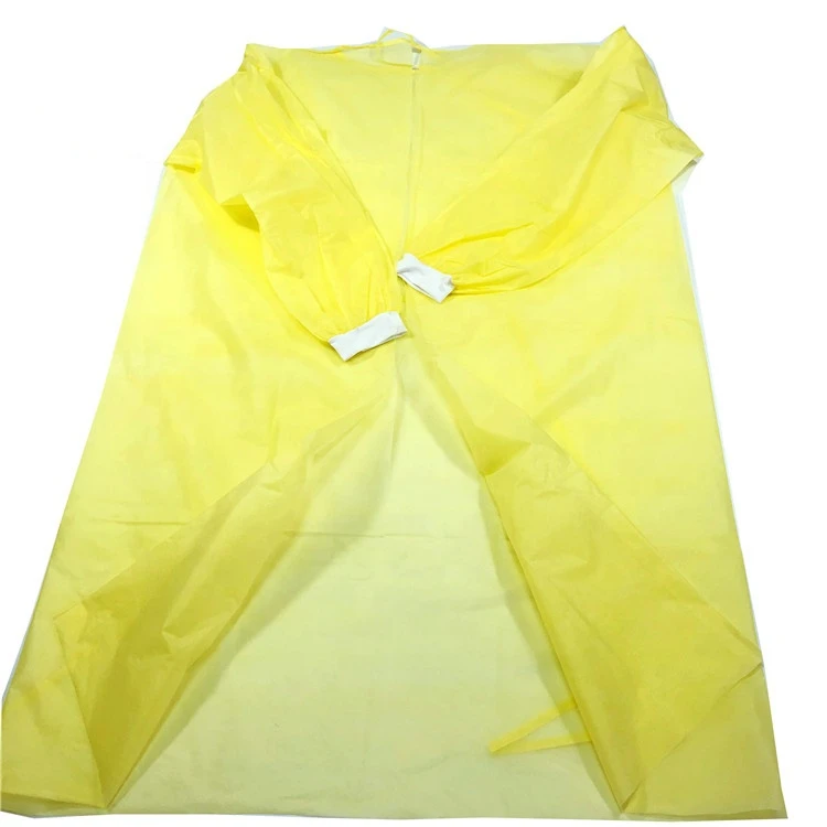 Hot Sale Yellow PP Non-Woven Fabric Disposable Knitted Cuff Isolation Suit details