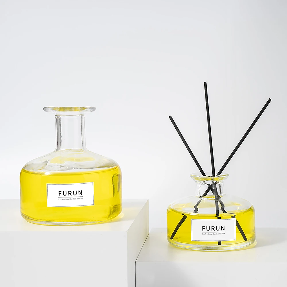 Black Clear Reed Diffuser Bottle Round Flat Empty 200ml 350ml Aroma Diffuser Bottle Fragrance and Package
