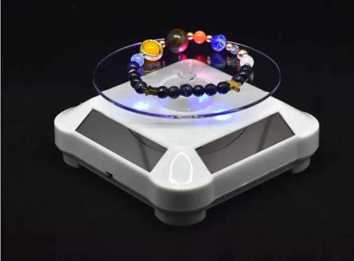 Présentoir Tournant Solaire 360° | Pour Bijoux, Montres, Téléphones | Plateau 9cm | Alimentation Écologique USB/Solaire - 6
