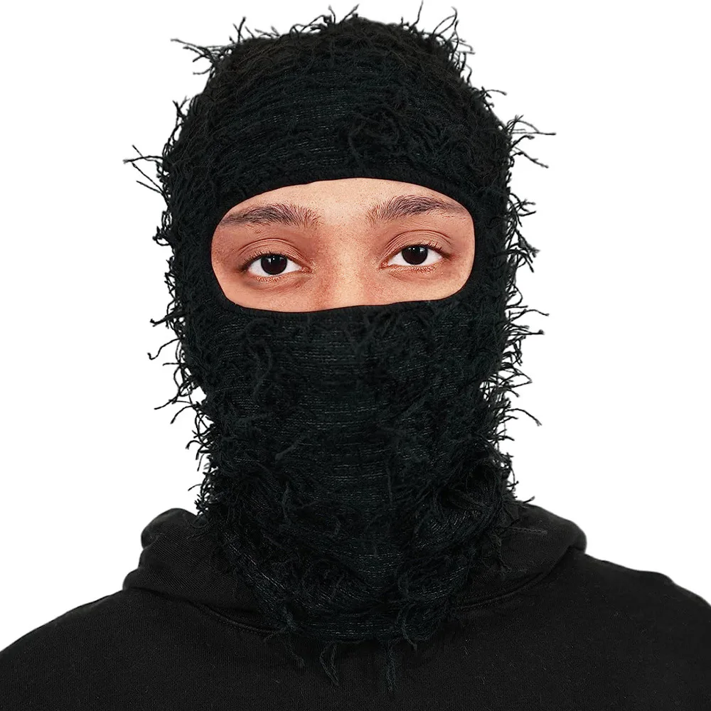 小物 VUJADE TERRA WOOL DISTRESSED BALACLAVA Máscara de Inverno de Tricô Atacado: Balaclava Peluda e Desgastada