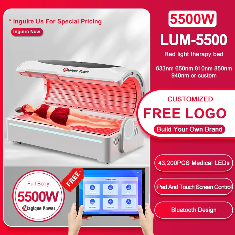 Ipad Control Commercial Use Pulsing 810nm 850nm 1040nm Full Body Red Led Infrared Red Light Therapy Bed
