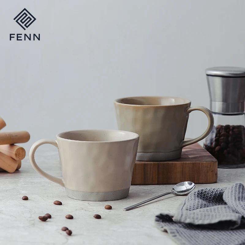 FENN wholesale ceramic mug custom vintage style hand-kneaded stoneware mug speckled seasome ceramic coffee cup gifts mug