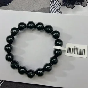 Women's Elegant Black Agate Beaded Bracelet Fine Jewelry for Gift Occasions