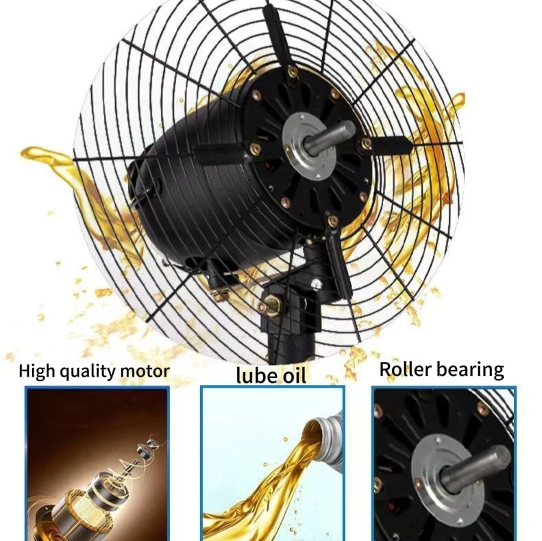 High Velocity Heavy Duty Industrial Pedestal Fan Outdoor & Household Use Mesh Grill Low Noise AC Motor Carton Corrugated Box OEM