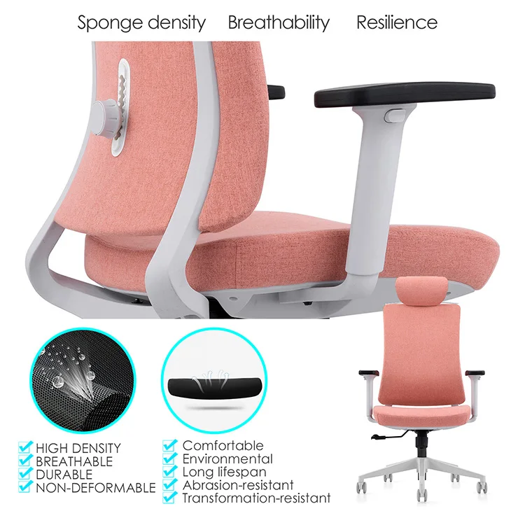 Office Furniture Manufacturers Desk Chair Pink Office Chair Foshan Swivel  Executive High Back Ergonomic Mesh for Ladies Fabric