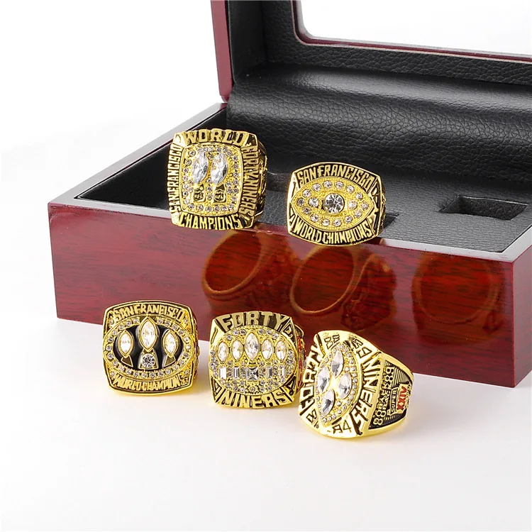 6 pcs rings + box Pittsburgh Steelers GOLD NFL Super Bowl rings 8-13 size