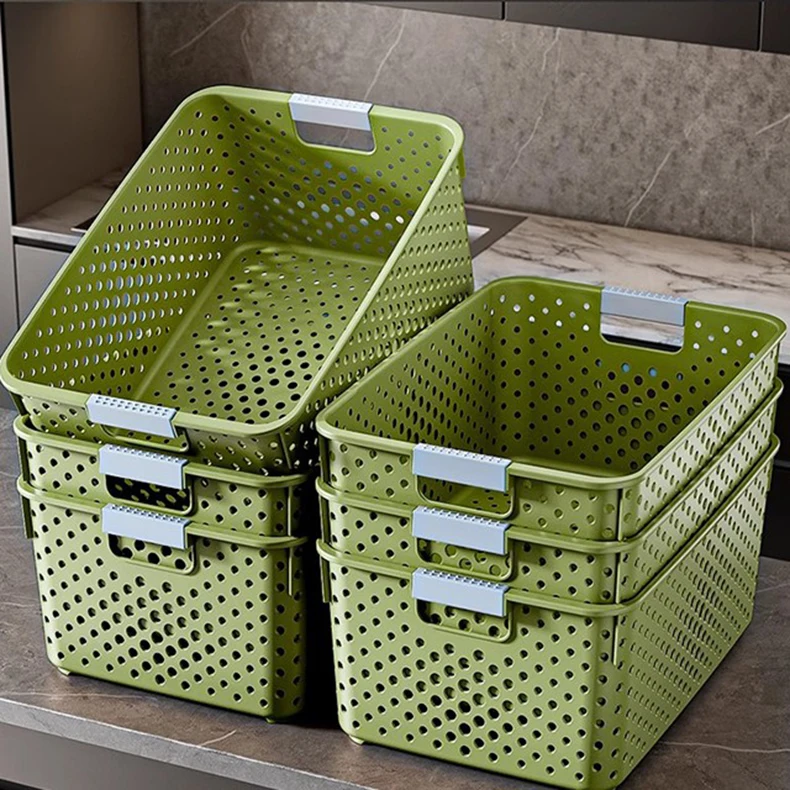 Plastic Storage Basket Desktop Drain Snack Toy Organizer for Dormitory and Kitchen Use Japanese Miscellaneous Storage Basket details