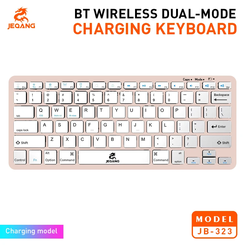 Jeqang Rechargeable Wireless Keyboard Easy-to-Carry BT for Laptops Type C Charging Optical New Product Plastic Material