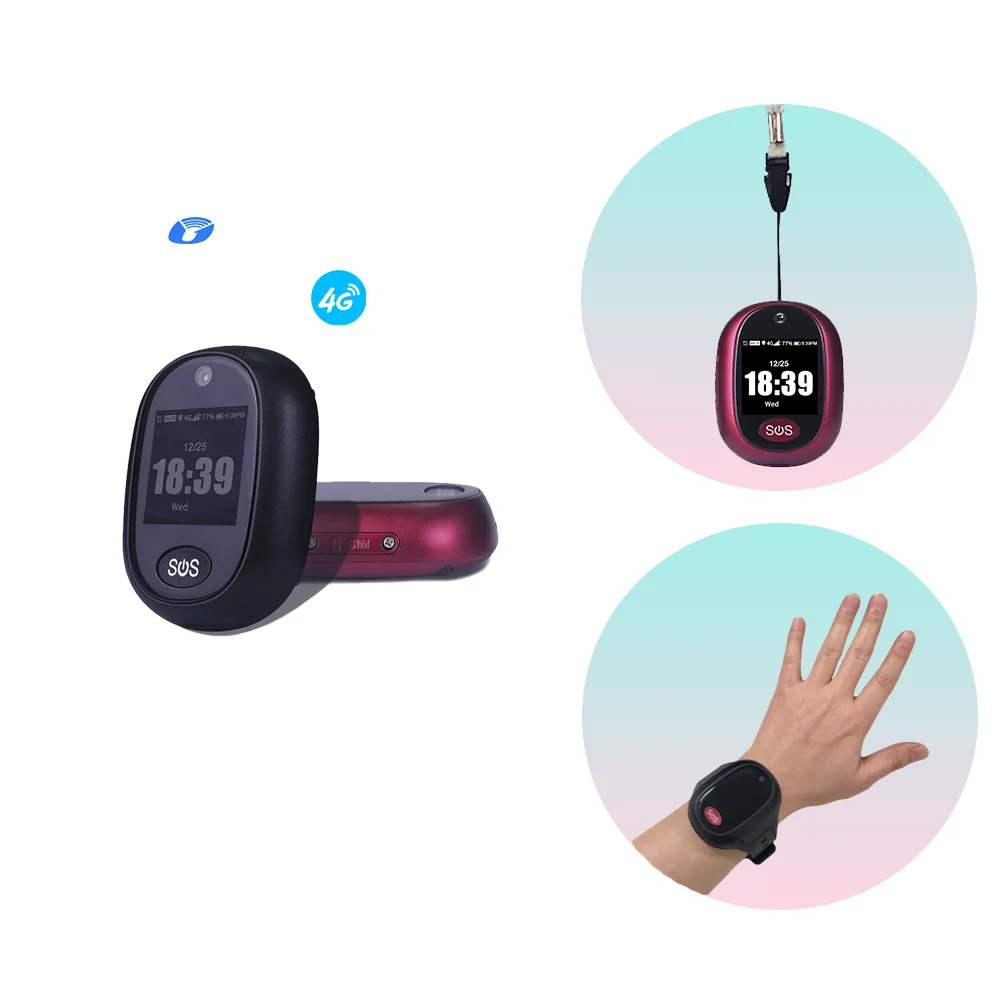 Sim Card GPS Tracking Device With Fall Detection SOS Alarm V45 Necklace Mini GPS Tracker Compatible with Smartphone App Tracking