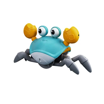 Fun Moving Toy for Babies USB Rechargeable Crawling Crab Baby Toy with Music and Light Sensor walking crab toy