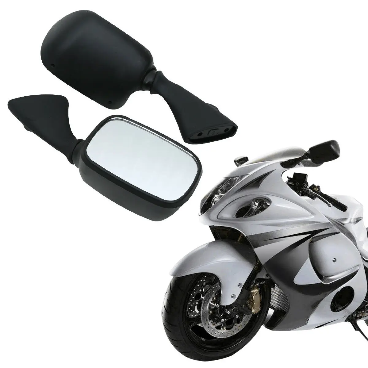 Universal Black Aluminum Rearview Mirrors For Suzuki GSXR 600 750 1000 Hayabusa & Sport Bikes