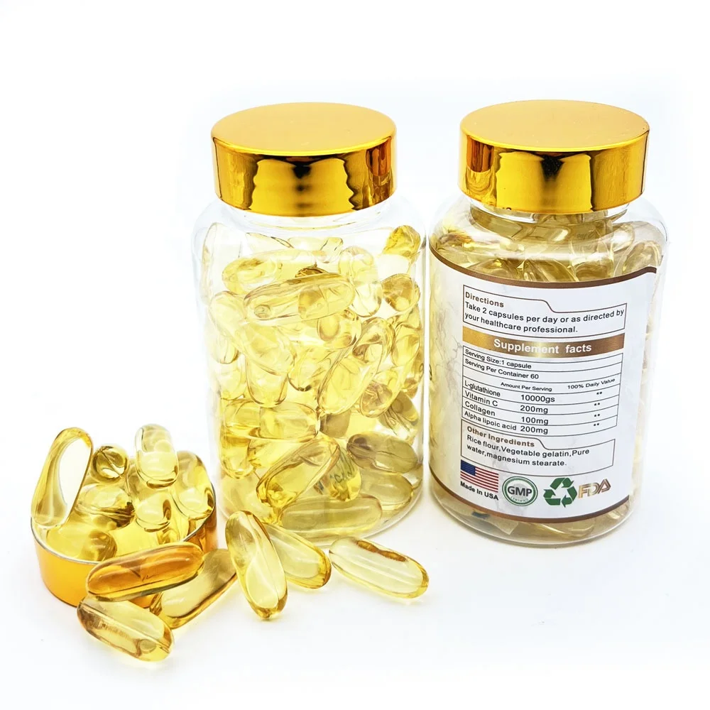 Wholesale High Quality 10000gs L-glutathione Capsule Skin Whitening OEM  Immunity Booster Glutathione Softgel