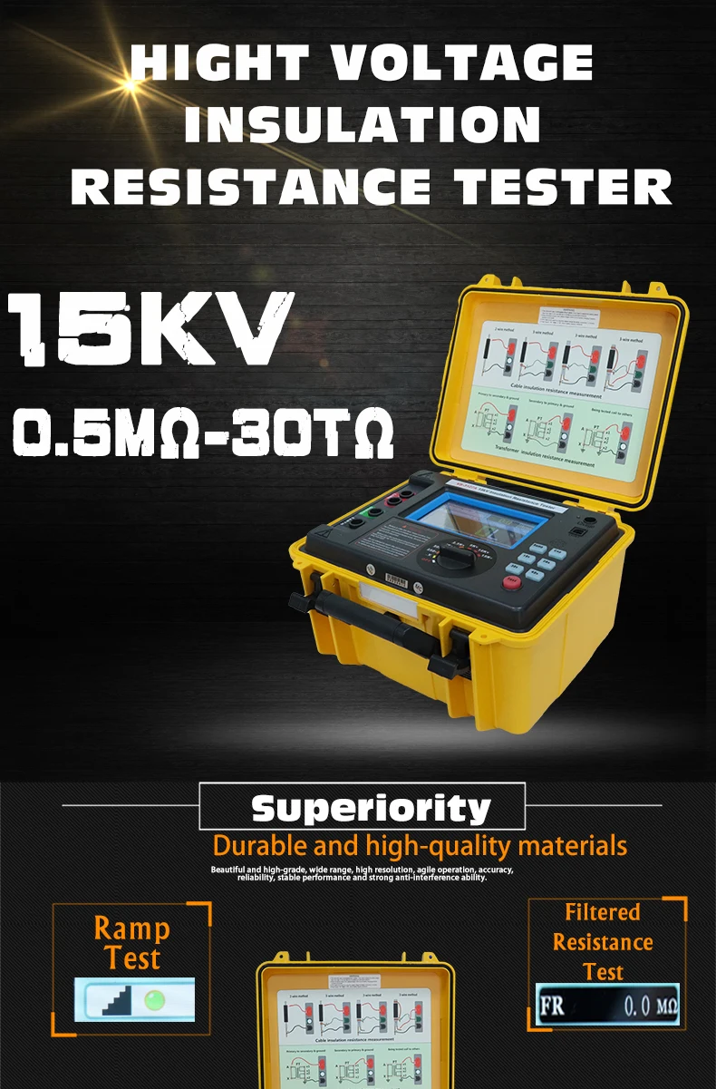 500v/5000v/10kv/15kv High Voltage Insulation Resistance Megger