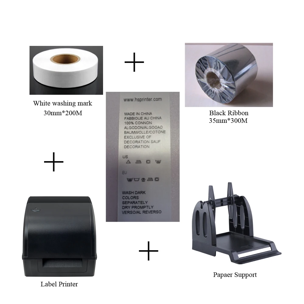 HSPOS 110mm Ribbon Address 4x6 Shipping Label Thermal Transfer Washing Care Mini Sticker Printer Machine for Clothing Store