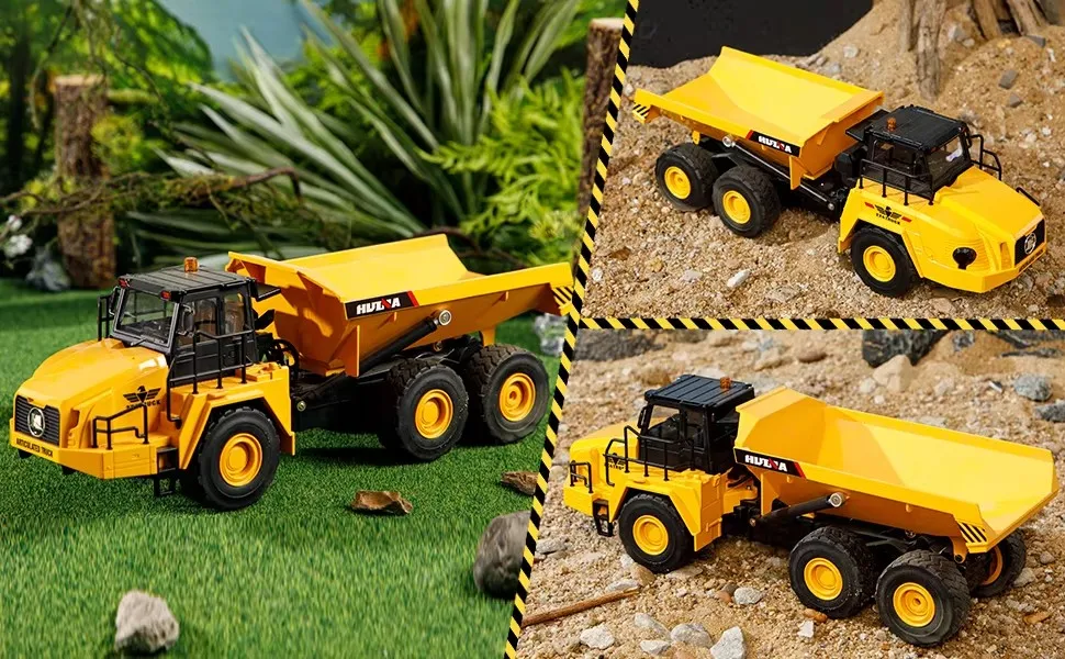 Huina 1553 Engineering Truck 1/16 11CH 2.4G Electric Sound and Light Alloy Metal Dump Car RC Die-cast Radio Control Model Truck