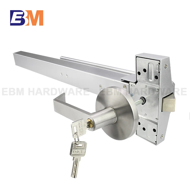 Fire Door Lock Outside Push Panic Bar Lever Handle Satin Stainless
