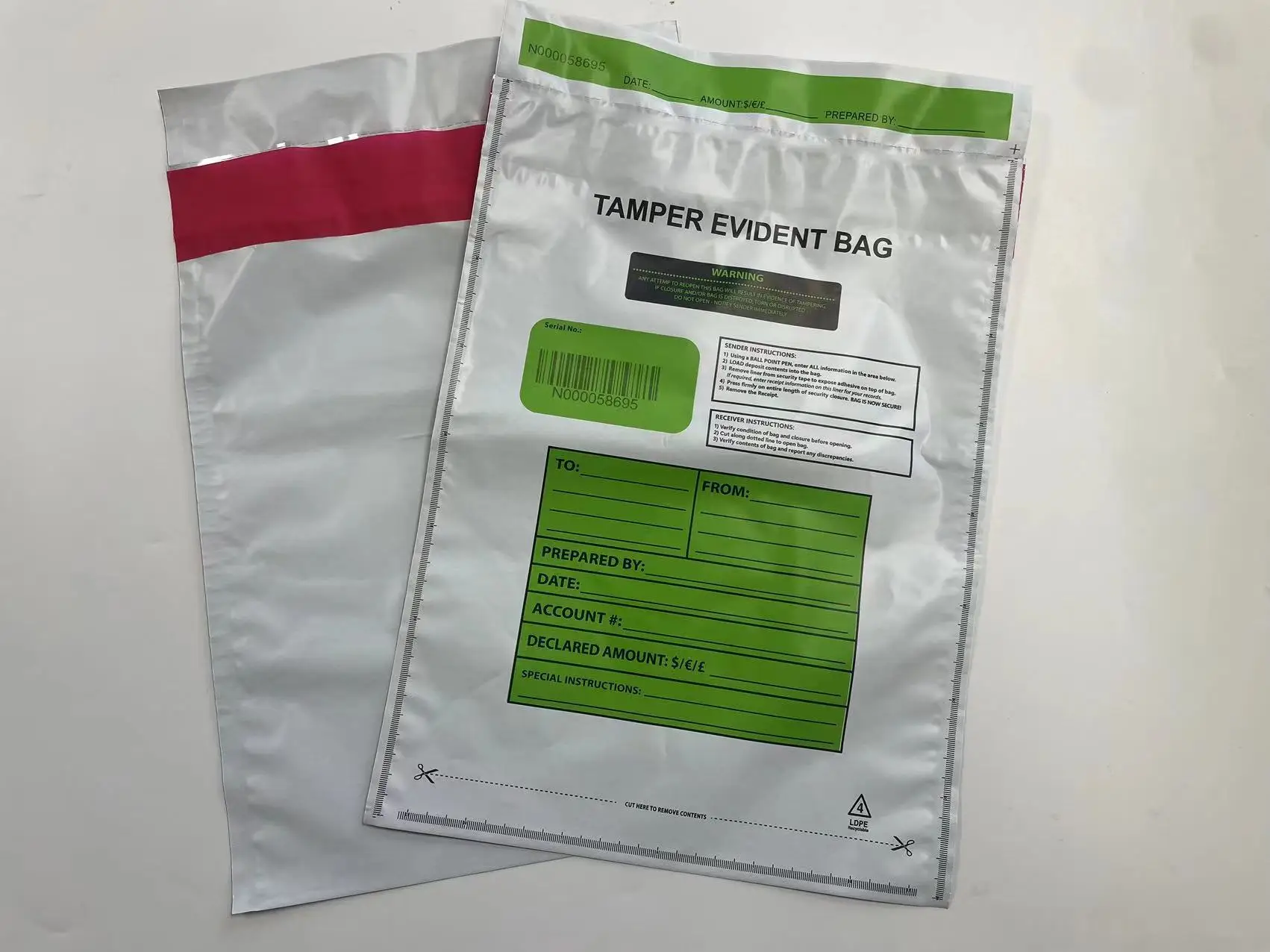 Tamper Evident Bags With Security Tape Opaque Plastic Bag For Bank