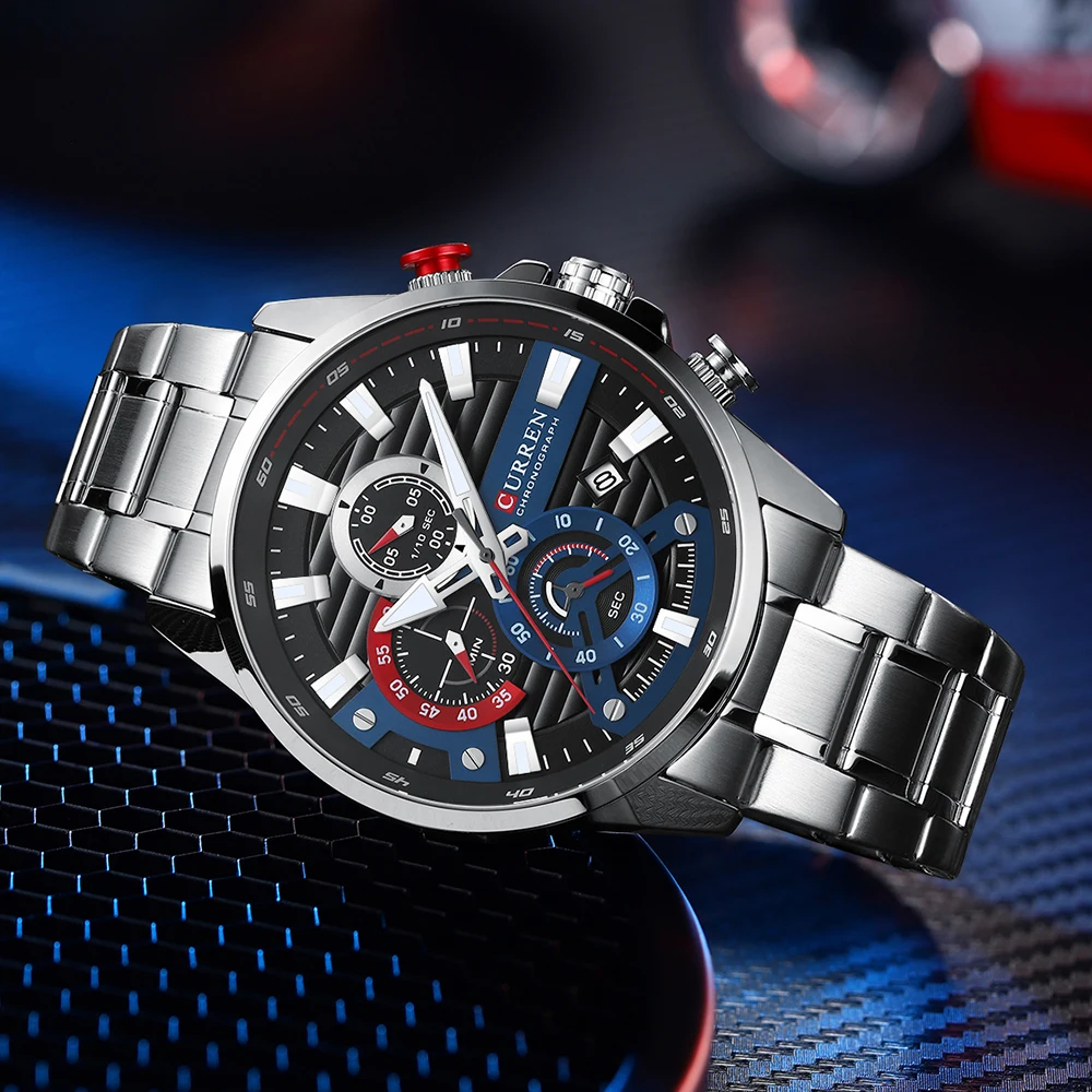 CURREN 8415 Luxury Casual Quartz Chronograph Watch Small Dials Auto Date Classic Mens Designer Watches Supplier