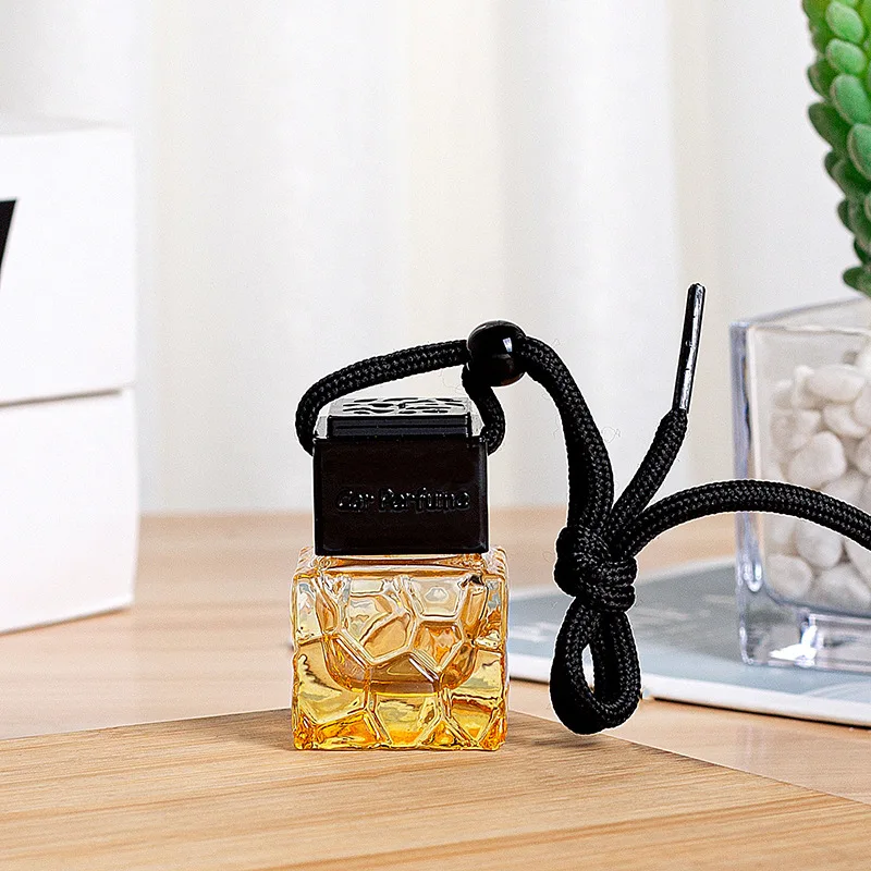 Luxury 10ml Square Car Perfume Bottle Empty with Screw Cap Top Hanging Air Freshener for Essential Oils Fragrance Diffuser