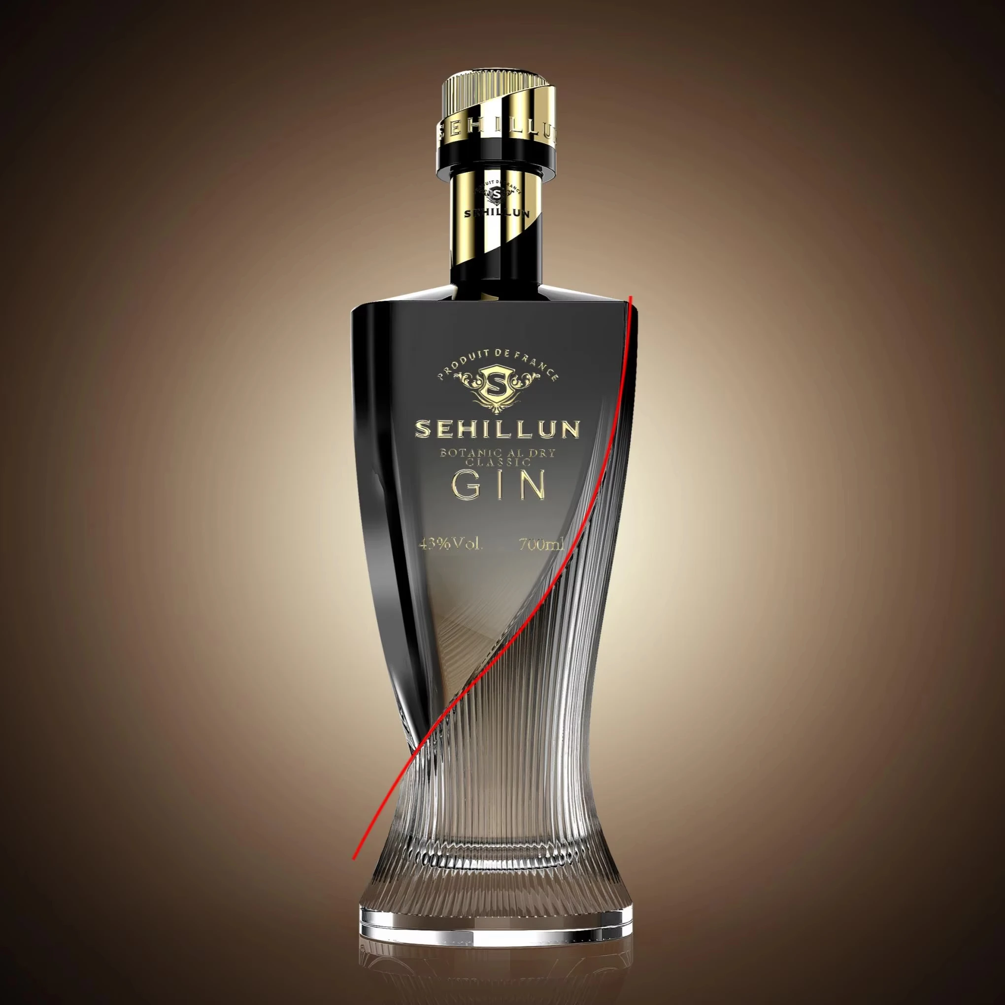 Wholesale clear liquor bottle 750ml 500ml flat gin bottle glass with screw cap for gin and customization box