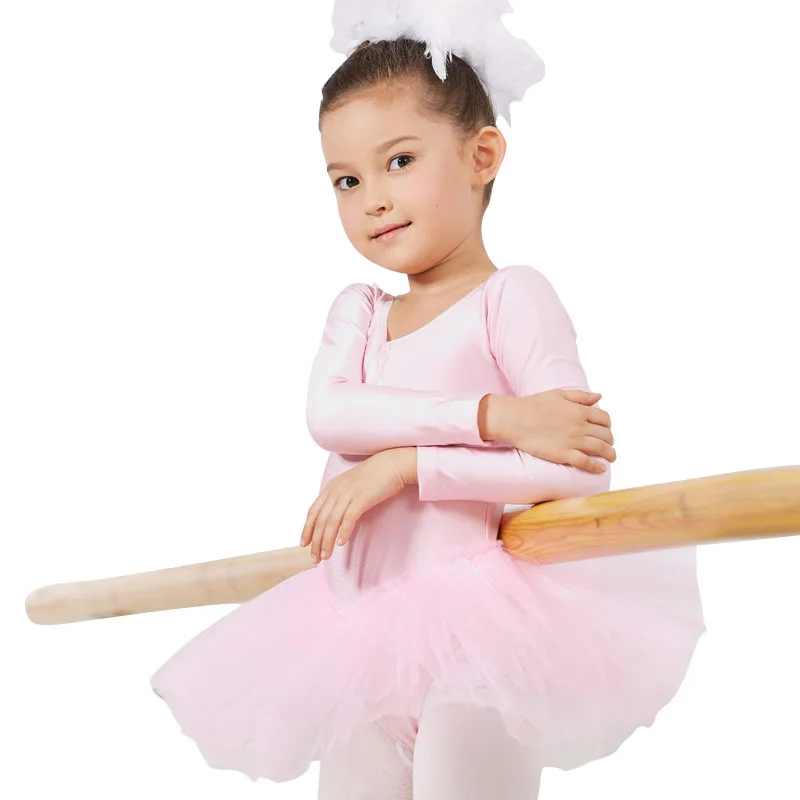 
2020 New Wholesale Cheap Long sleeve Training Leotard Girls Tutu dance Dress ballet skirt kids 