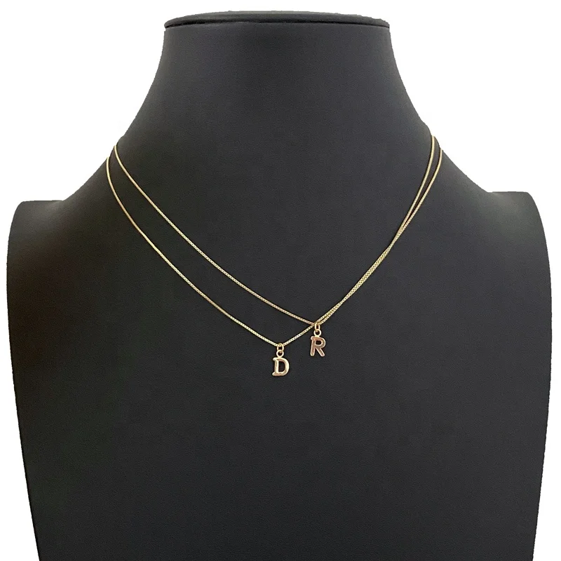 Tiny Gold Initial Necklace Custom Name 