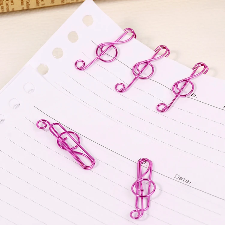 Stationery Gift Music Noted Shaped Custom Colorful Paper Clips