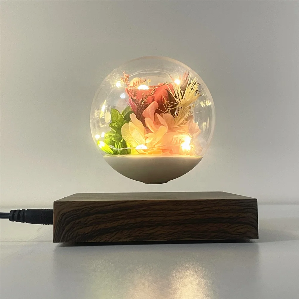 HCNT Magnetic Levitating Lamp LED Bulb Flower Rose Floating Light Floating Flower Lamp Birthday Gift Personalized Gift
