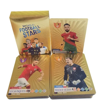wholesale 55pcs football star Gold foil flash card Board game World Class collection