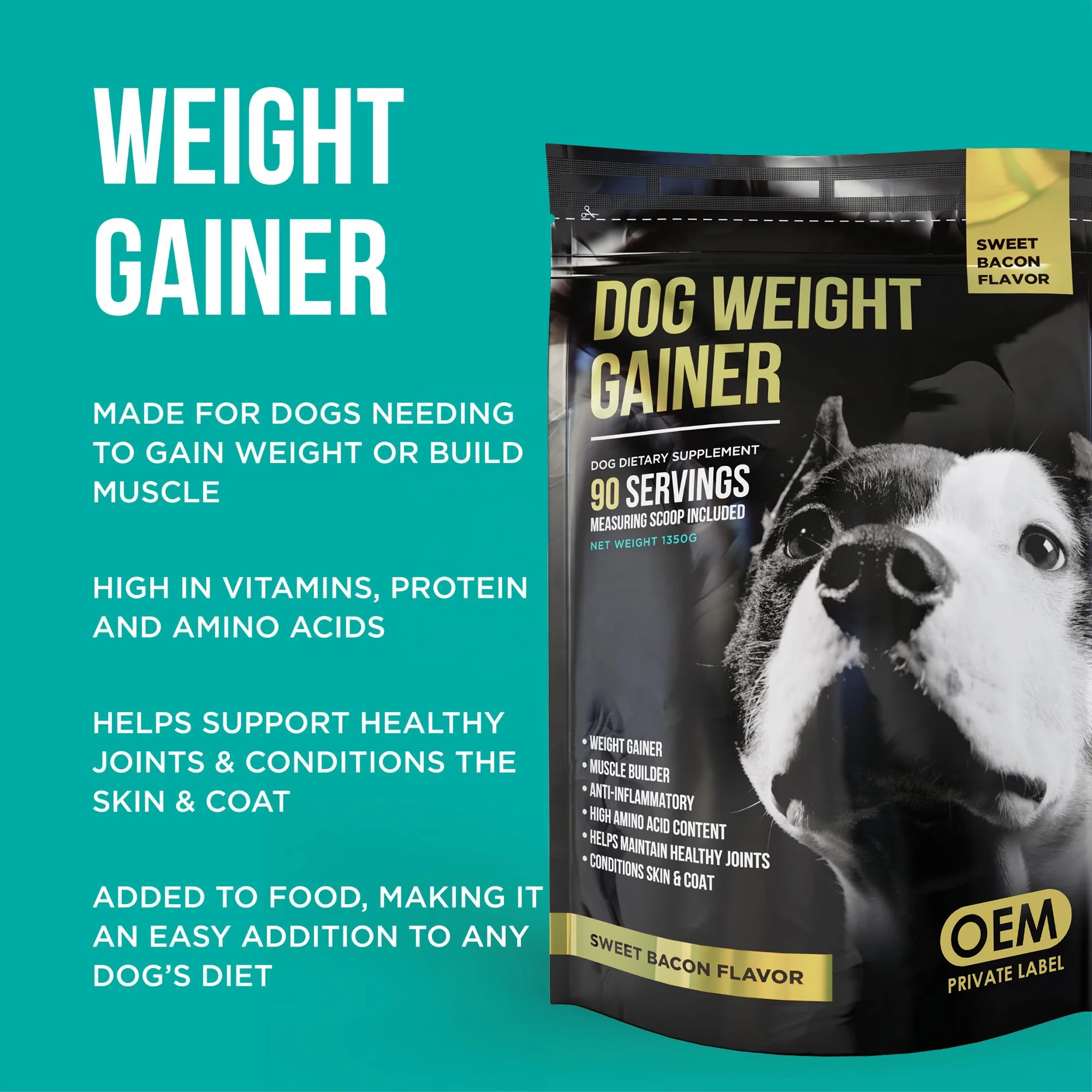 定制狗增重犬增重补充剂犬肌肉锻炼蛋白粉高卡路里狗食品补充剂