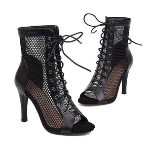 Women's Latin & Jazz Mesh Dance Boots Ballroom Tango Shoes with Comfortable Design Ladies' Ballroom Tango Dance Shoes