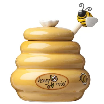 Set Sale E Pepe In Ceramica Ape E Miele – 2 Pezzi Con Finitura Lucida E Motivo A Nido D'Ape