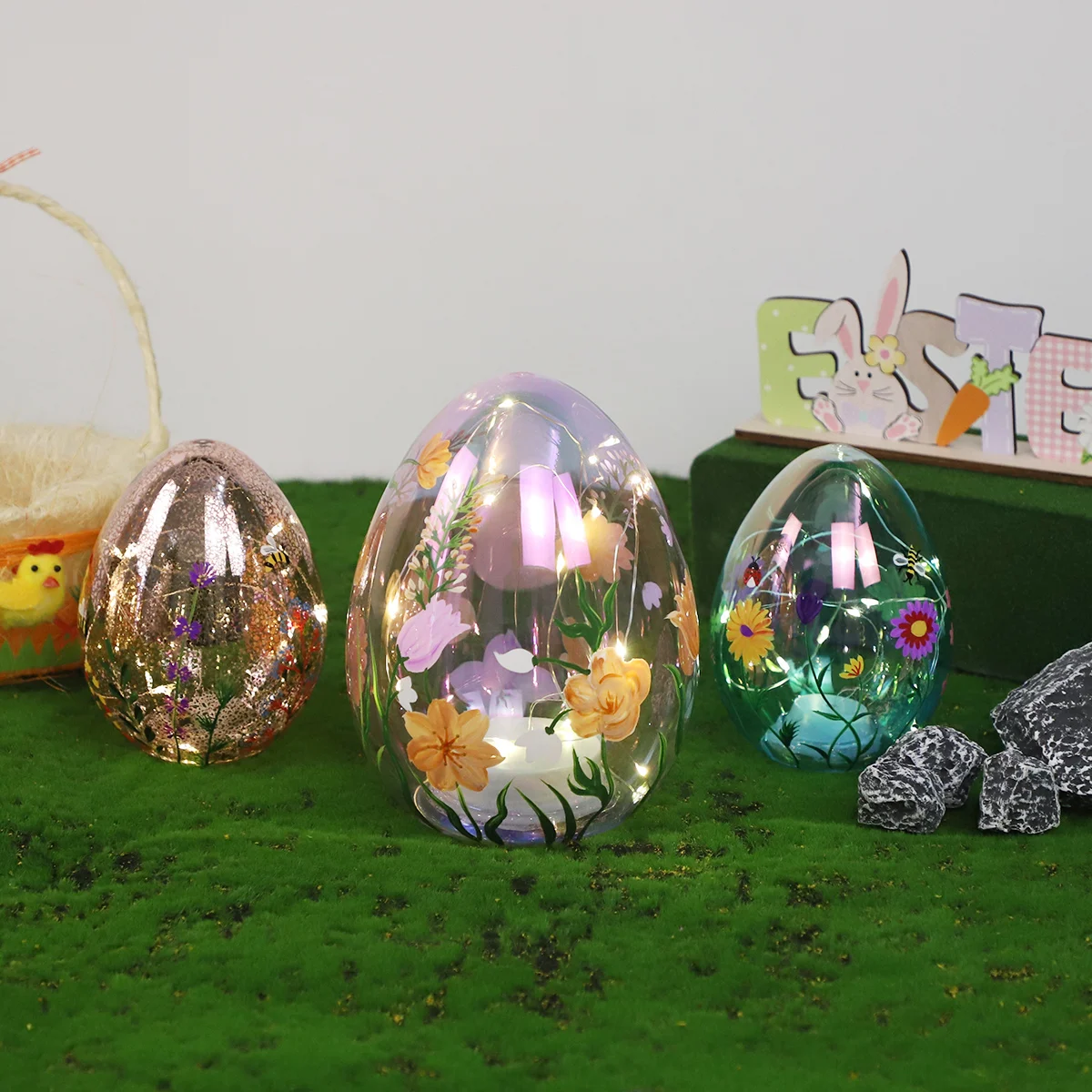 battery operated egg light easter decoration commercial hand painted egg large light