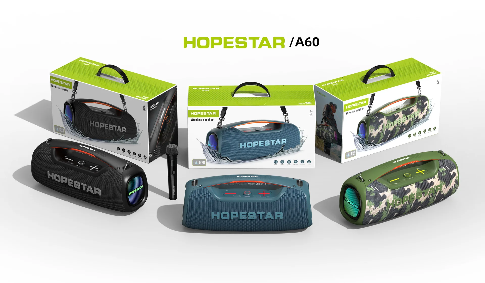 Hopestar Speaker 100W Outdoor Portable Audio Player A60 High Quality RGB Wireless RGB Wireless Subwoofer for Home Parties