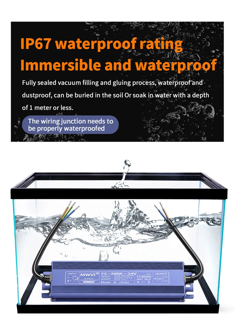 Mingwei Outdoor Waterproof Switching Power Supply 220 to 12V 24V Light Strip Light bar Light Box Rainproof Transformer 400W