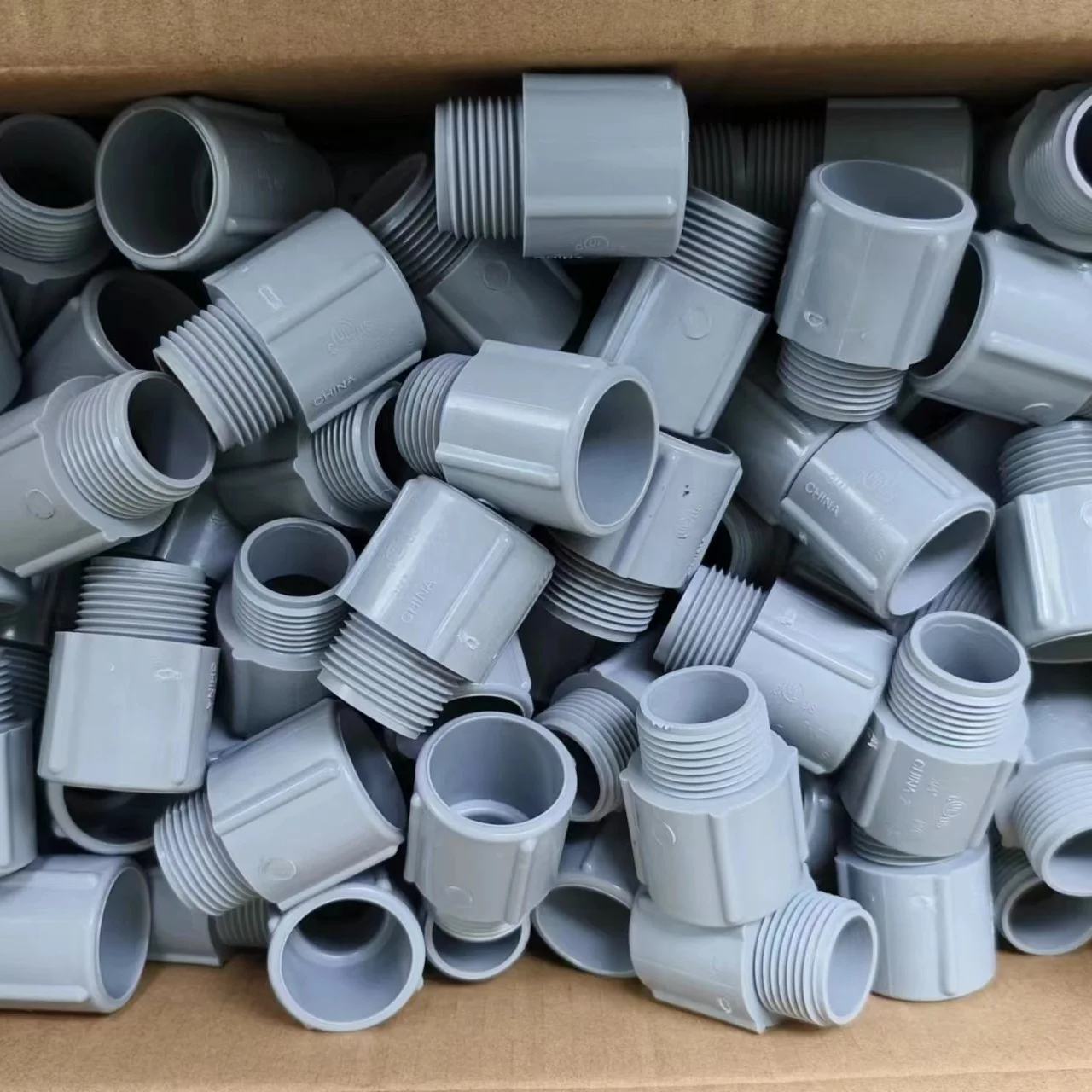 2-Inch Non-Metallic Male Terminal Adapter Threaded Type PVC Connector Gray Conduit Fittings ETL Listed