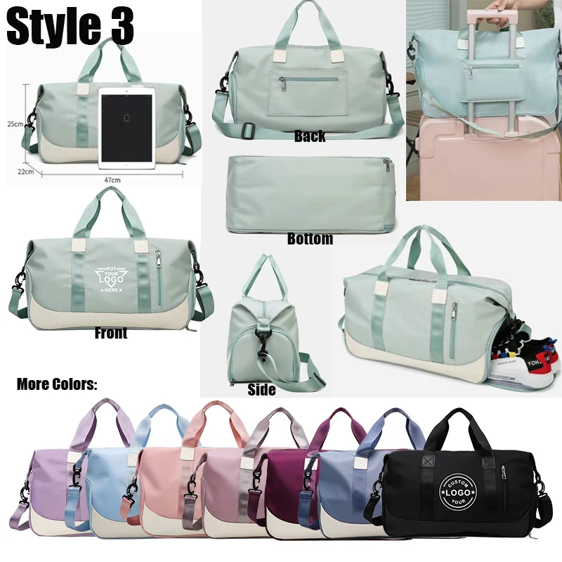 Custom Nylon Canvas Portable Durable Shoe Space Travel Work Out Exercise Waterproof Fabric Sport Gym Bag With Logo Duffel Bag