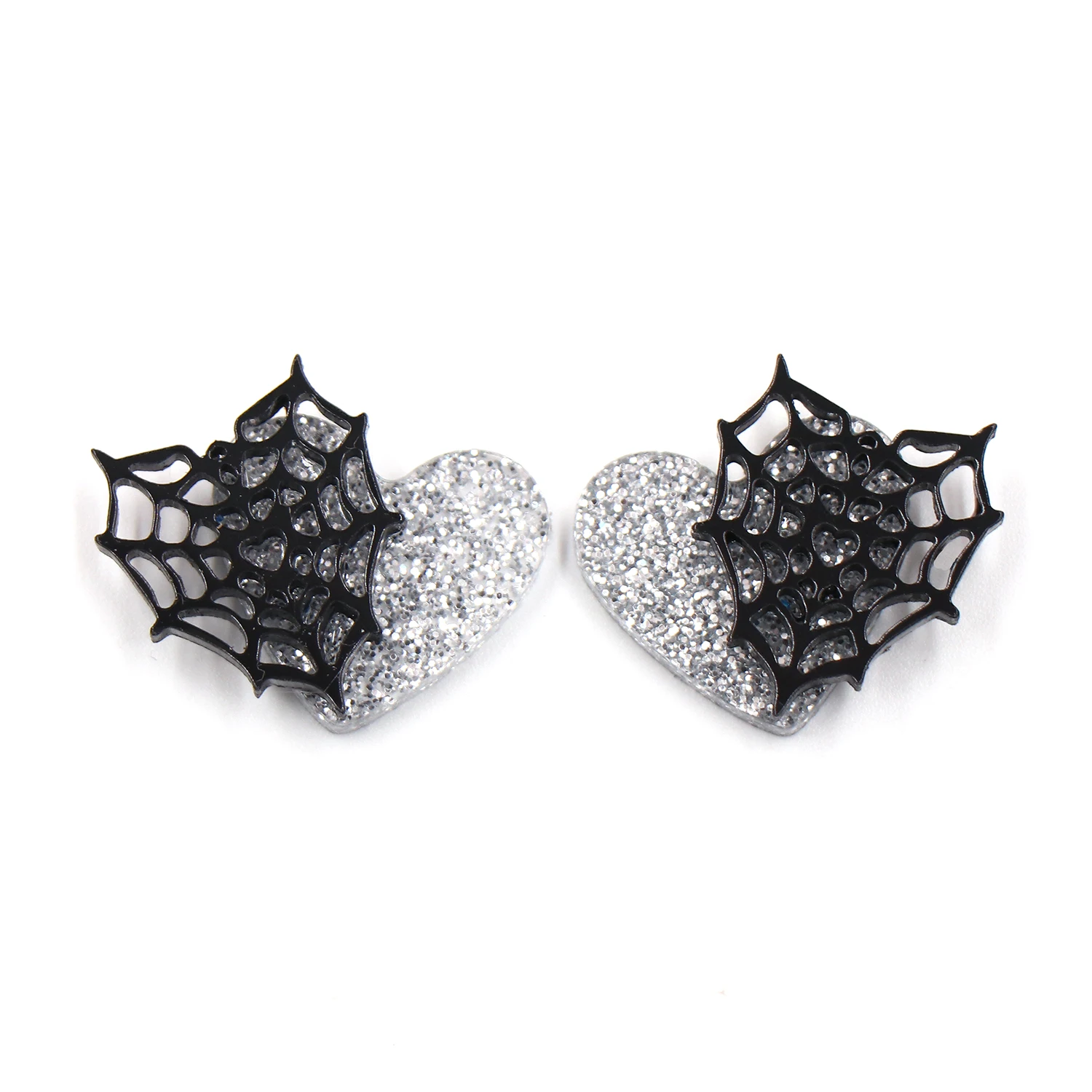 ERS713ER1544  Hot sale CN Stud heart spider web TRENDY Halloween Gift Layered Acrylic Jewelry For Women