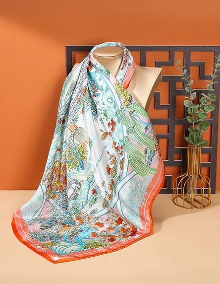 Custom Digital Printing Small Soft Squares Decorative Silk Twill Scarf Silk Scarves Wholesale