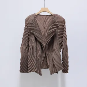High Quality Women's Fashion Tops Design Irregular Tops Casual Miyake Pleated Jacket Factory Direct