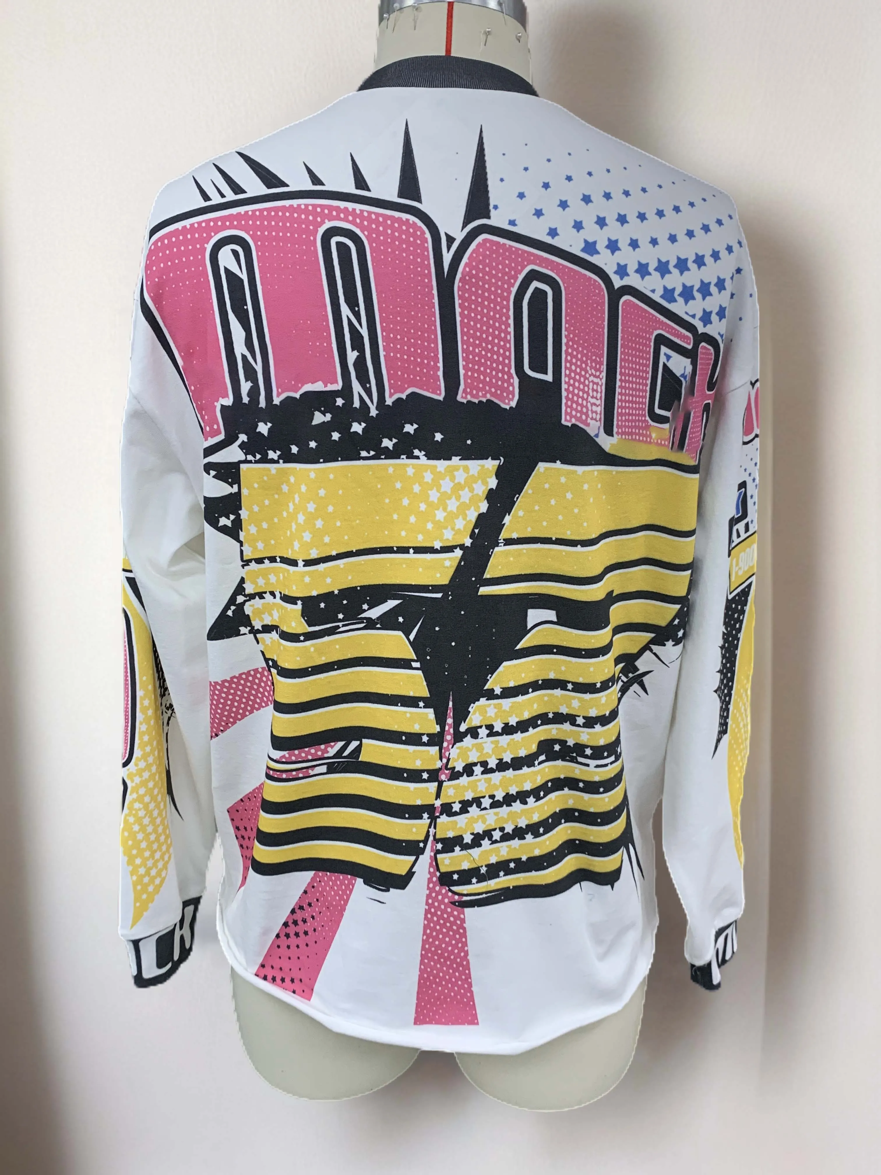 Salati Custom Streetwear T-shirt Patchwork All Over Printed Oversized Acid Wash Racing Motocross Jersey Long Sleeve T Shirts Men gallery 3