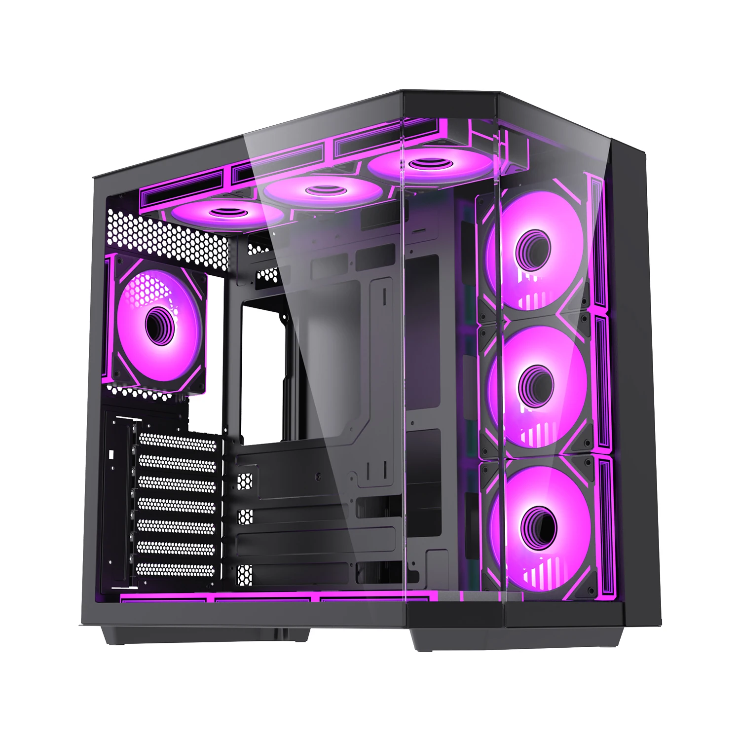 Lovingcool New Style Tempered Glass Design Gaming Pc Case Custom Logo Desktop Computer Gaming Black Atx Computer Case