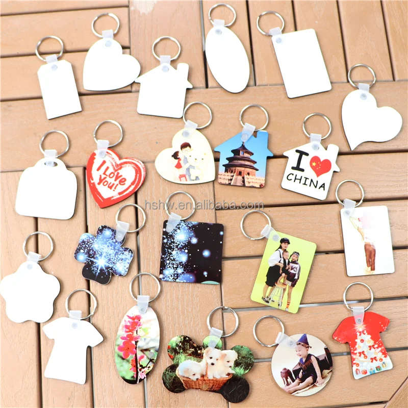 Round Shape Sublimation Blanks Keychain DIY Printing Gift MDF Pendant Blank Key Chain with Key Ring